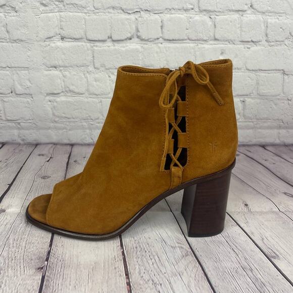 Frye Amy Side Ghillie Ankle Open Toe Booties Women's Size 10M - Picture 3 of 10